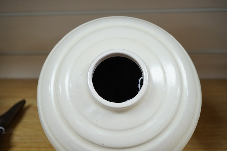 A Brannum Art Deco cream glazed globular vase, 21cm. Condition - good